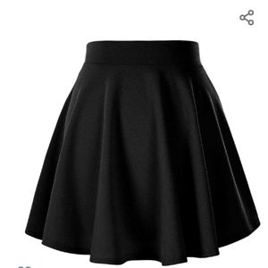 Black Stretch Waist Mini Skater Skirt